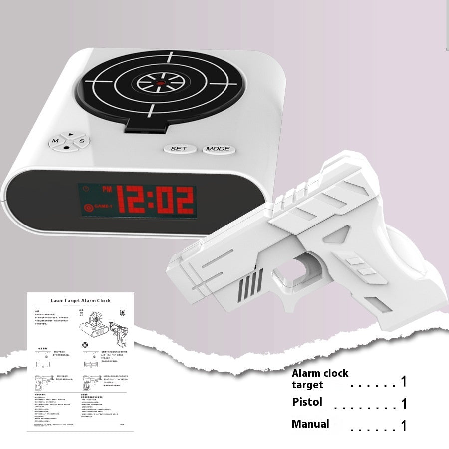 Electronics Desk Clock Digital Gun Alarm Clock Gadget Target Laser Shoot For Children's Alarm Clock Table Awakening