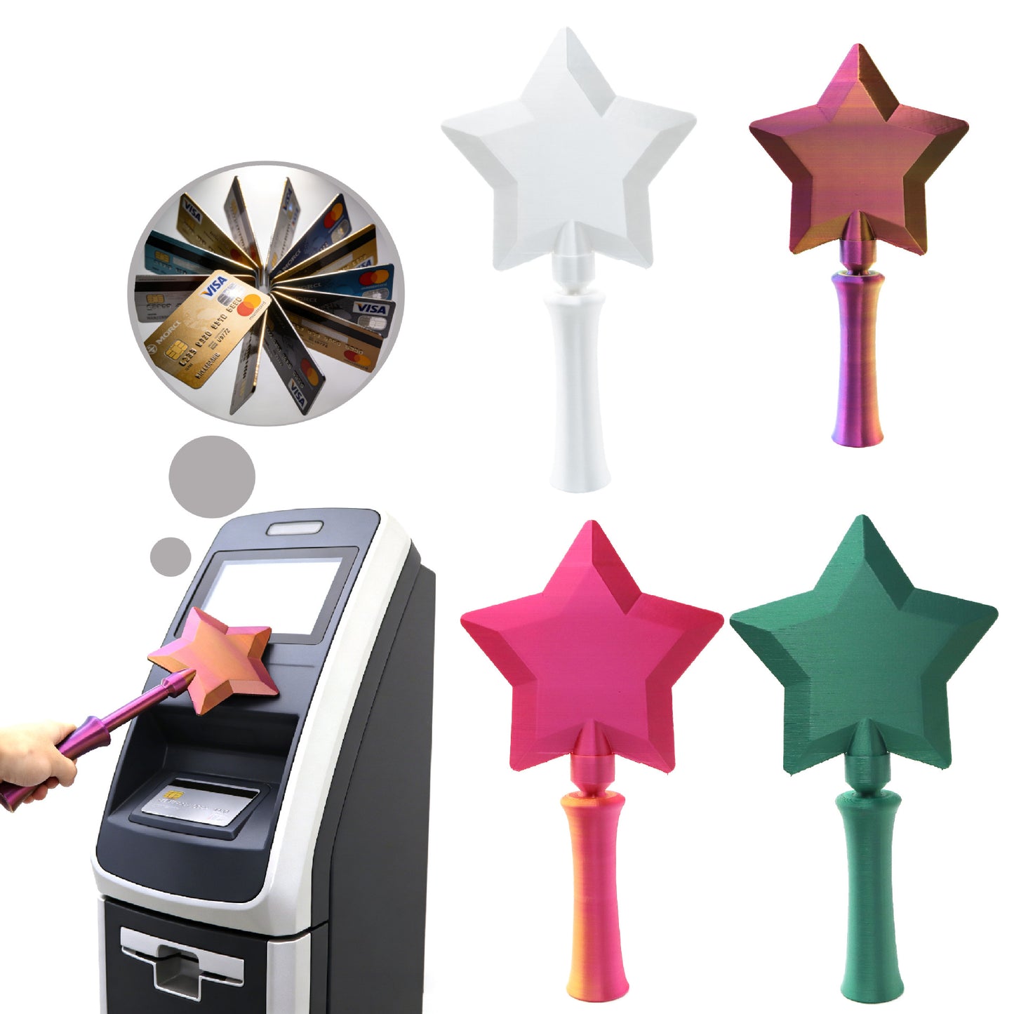 Fashion Creative 3D Printed Wand Tap To Pay Portable Cute Star Magic Wand Holder Funny Lightweight Credit Card Holder Daily Use