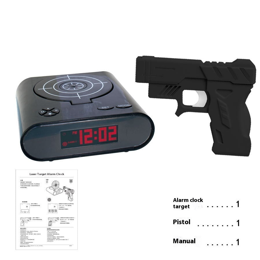 Electronics Desk Clock Digital Gun Alarm Clock Gadget Target Laser Shoot For Children's Alarm Clock Table Awakening