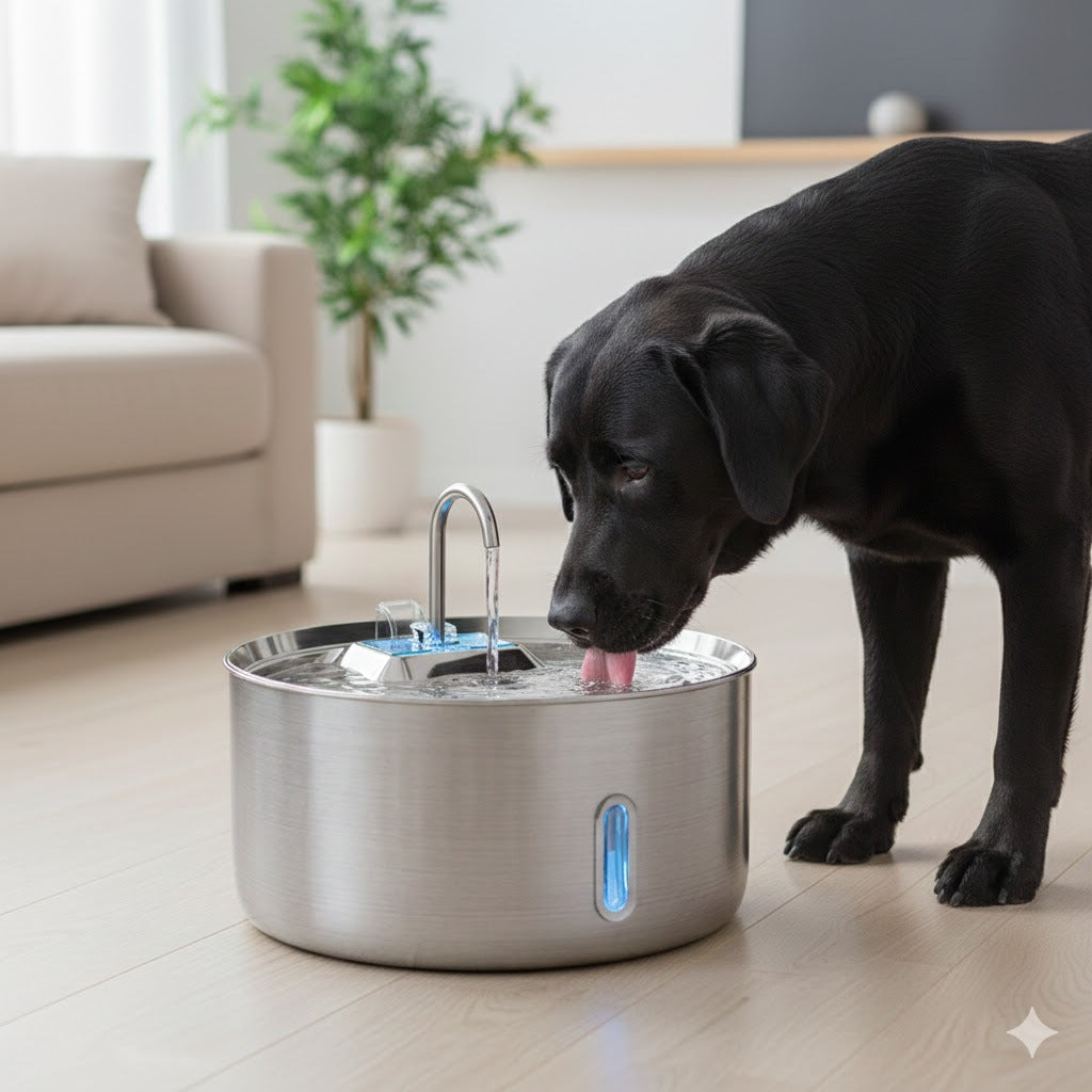Stainless Steel Pet Water Dispenser with LED Light
