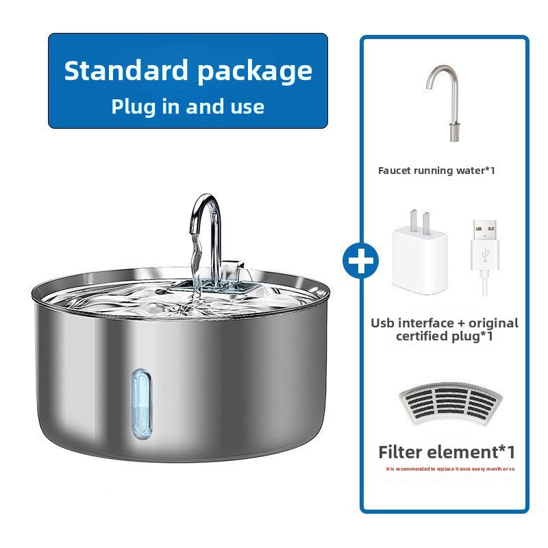 Stainless Steel Pet Water Dispenser with LED Light