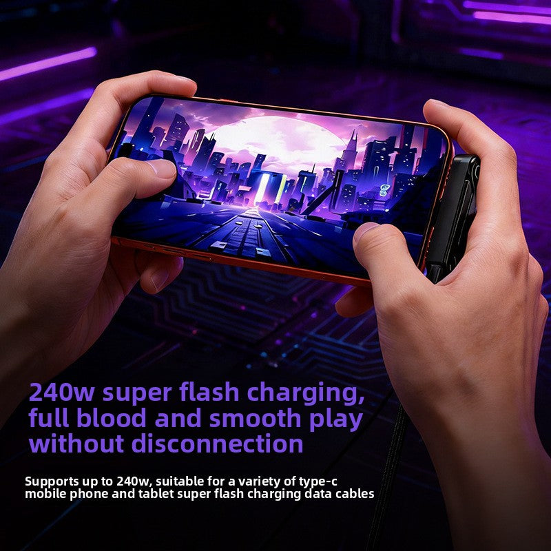 240W Fast Charging Data Cable with Phone Holder for Mobile Gaming