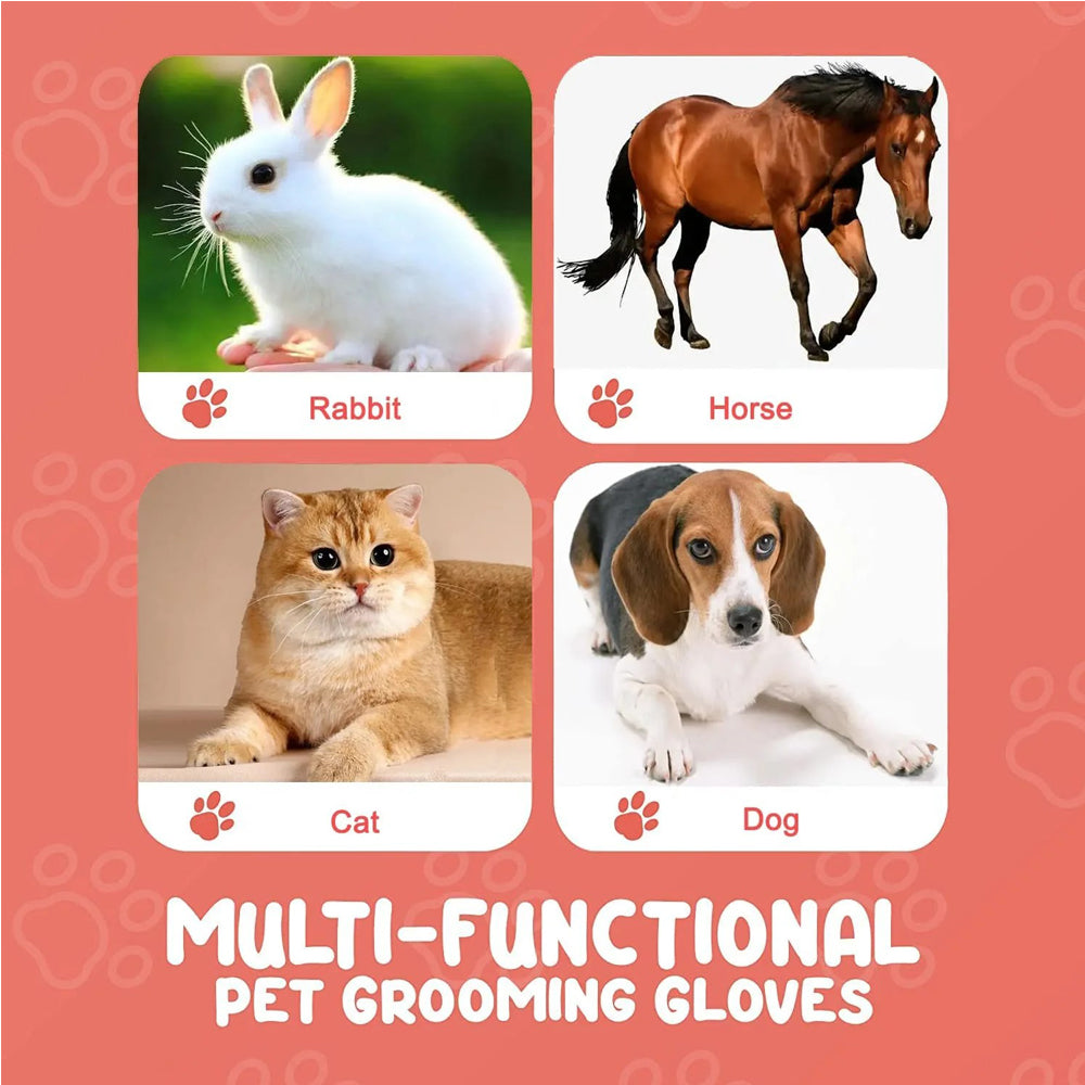 1 Pair Pet Grooming Cat Dog Rabbits Horse Gloves Pet Brush Glove Premium De-Shedding Glove