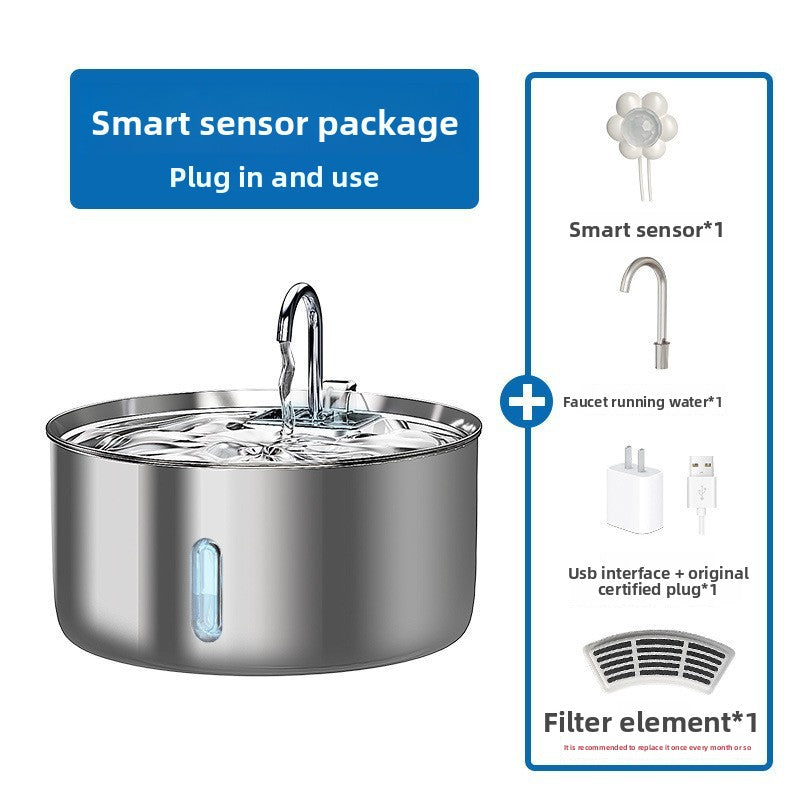 Stainless Steel Pet Water Dispenser with LED Light