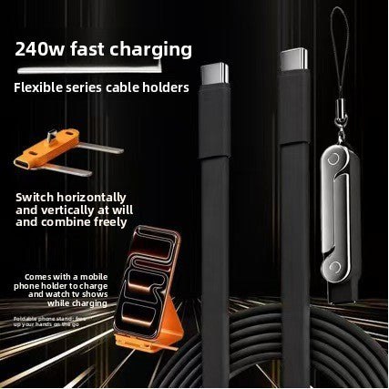 240W Fast Charging Data Cable with Phone Holder for Mobile Gaming