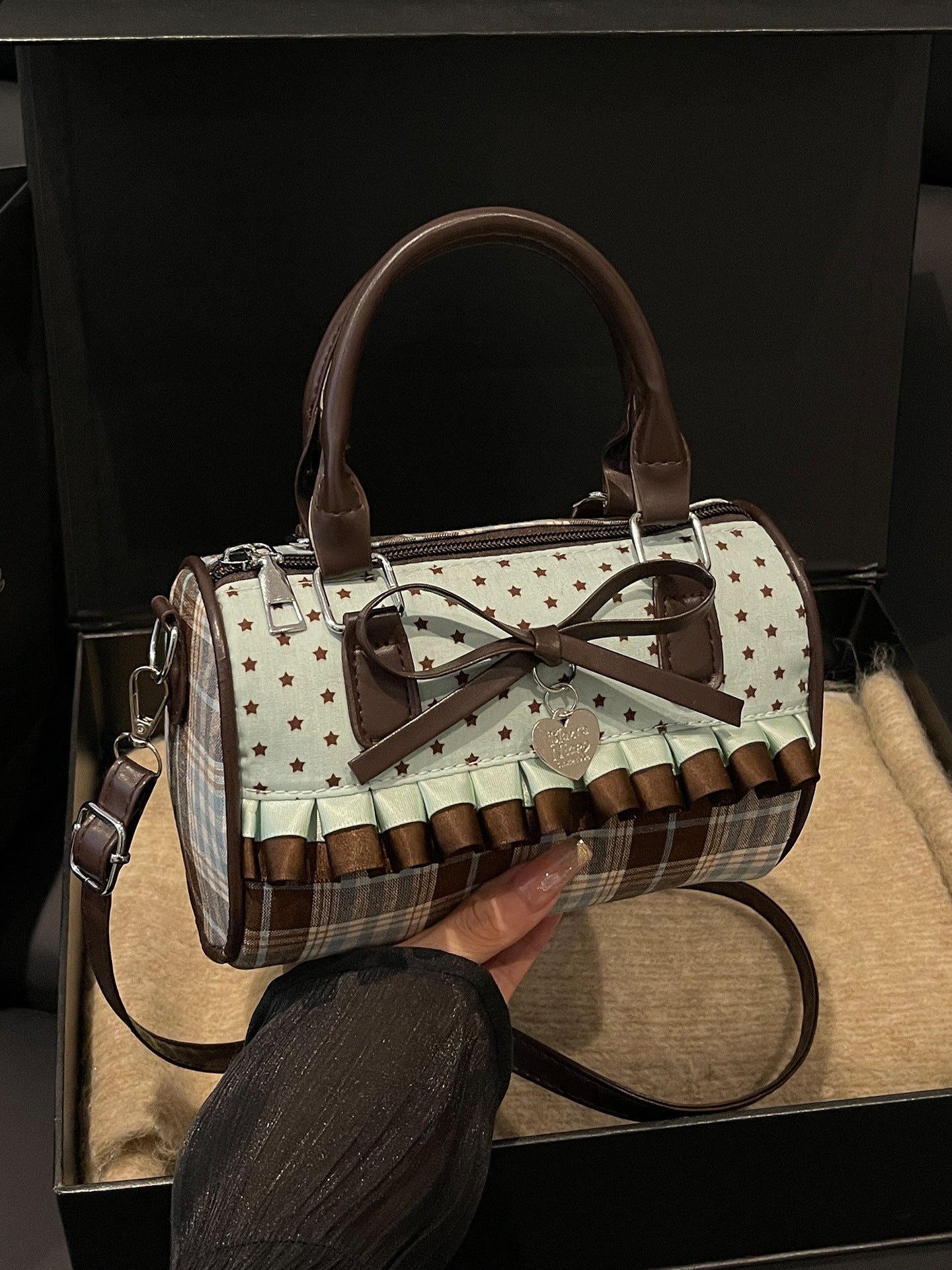 Pleated Bow Detail Crossbody Bag