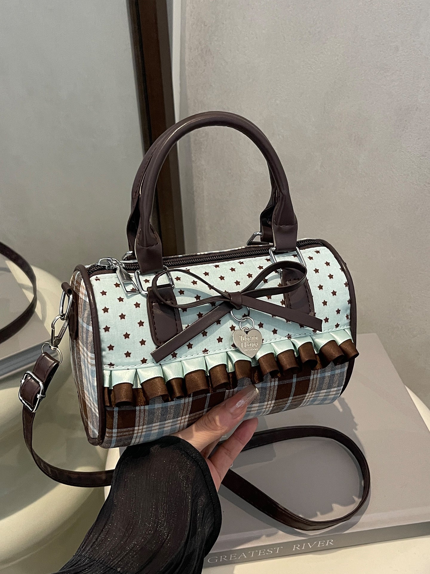 Pleated Bow Detail Crossbody Bag