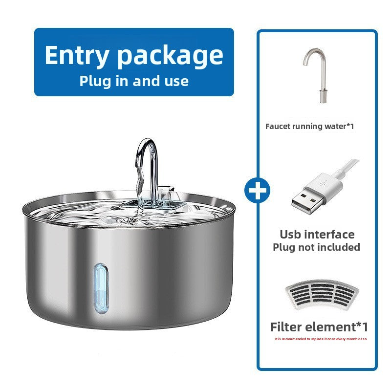 Stainless Steel Pet Water Dispenser with LED Light