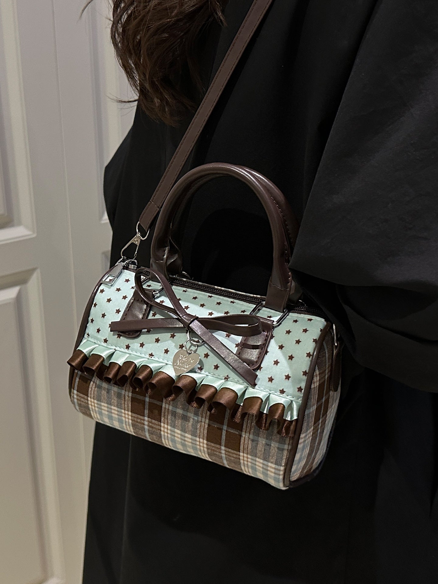 Pleated Bow Detail Crossbody Bag